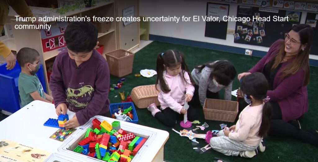 News broadcast of children and a teacher in an El Valor Head Start classroom.